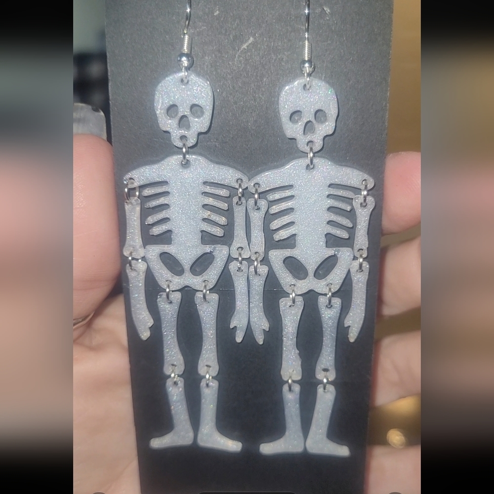 Handmade Wiggly Skeleton earrings